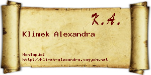 Klimek Alexandra névjegykártya